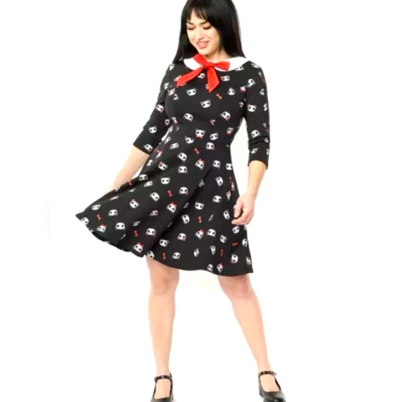 Unique Vintage Dresses & Skirts - Unique Vintage Retro Black Panda Flare Knee Length Dress Fairygoth Medium